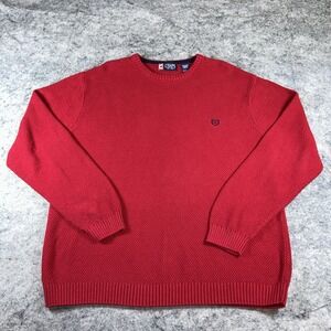Vintage Chaps Pullover Sweater Men's XL Red Cable knit Crew Neck‎ Preppy Cotton
